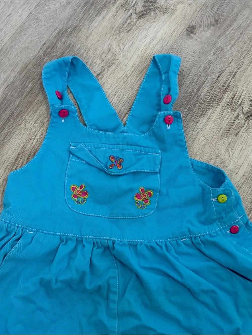 Gymboree Turquoise Girls' Short Overalls with Colorful Buttons